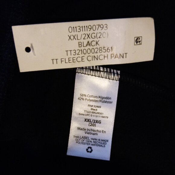 Time and Tru black fleece joggers sz XXL 20 NEW (#2) - Picture 11 of 14